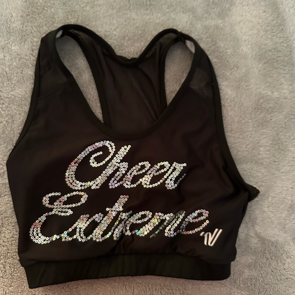Cheer Extreme Practice Wear, black Varsity sports bra, Size S